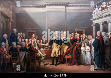 Der Rücktritt von General Washington, 23. Dezember 1783 von John Trumbull, Öl auf Leinwand, 1824-28 Stockfoto