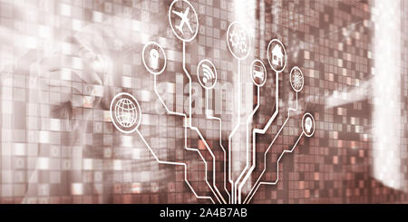IOT. Digitalisierung, digitale Störungen Hintergrund matrix Informationstechnologie und Internet Konzept Stockfoto