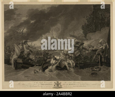 Die Schlacht bei La Hogue/von B. West, historischen Maler seiner Majestät, lackiert Stockfoto