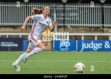 Bromley, Großbritannien. 13 Okt, 2019. LONDON, VEREINIGTES KÖNIGREICH 13. Oktober. Jade Pennock von Sheffield United Frauen während der FA Frauen Meisterschaft zwischen Crystal Palace und Sheffield United bei Hayes Lane Stadium, Bromley, Großbritannien am 13. Oktober 2019 Credit: Aktion Foto Sport/Alamy leben Nachrichten Stockfoto