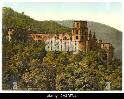 Die Burg, von der Terrasse aus, Heidelberg, Baden, Deutschland gesehen Stockfoto