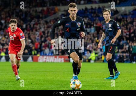 Cardiff, Wales, UK. 13. Okt 2019. Ivan Perisic von Kroatien in Aktion gegen Wales. Wales v Kroatien UEFA Euro 2020 Qualifier in Cardiff City Stadium. Lewis Mitchell/YCPD/Alamy Leben Nachrichten. Stockfoto