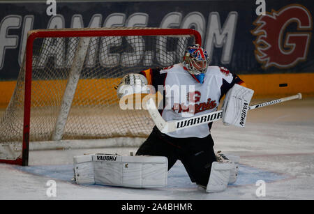 Guildford, Großbritannien. 13 Okt, 2019. GUILDFORD, England. 13. Oktober: Petr Cech von Guildford Phoenix Ex Arsenal und Chelsea Spieler während National Ice Hockey League zwischen Guildford Phoenix und Swindon Wildkatzen 2 bei Guildford Spectrum Stadion in Guildford, England am Oktober 13, 2019 Credit: Aktion Foto Sport/Alamy leben Nachrichten Stockfoto