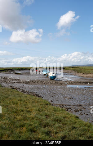 Loughor-Mündung bei Ebbe, von Penclawydd auf der Gower-Halbinsel, Wales, Großbritannien, Walisische Küste, britische Küste. Stockfoto