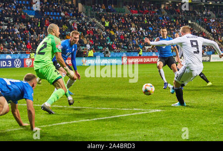 Tallinn, Estland. 13. Okt 2019. Timo WERNER, DFB 9 Kerben, schießt Ziel für 0-3 ESTLAND - DEUTSCHLAND Wichtig: DFB-Vorschriften die Verwendung von Fotografien als Bildsequenzen und/oder quasi-Video zu verbieten. Die Qualifikation für die Europameisterschaft, EM Quali, 2020 Saison 2019/2020, 13. Oktober 2019 in Tallinn, Estland. Credit: Peter Schatz/Alamy leben Nachrichten Stockfoto