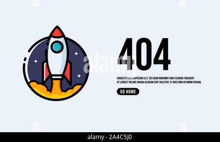 Oops 404 Seite Interface Design mit Rakete Vector Illustration Stockfoto