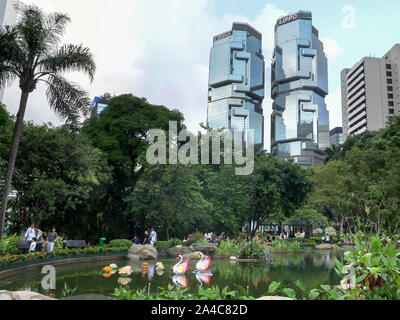 Hongkong, China - OKTOBER 1, 2017: die botanischen Gärten und lippo Gebäude in Hong Kong Stockfoto