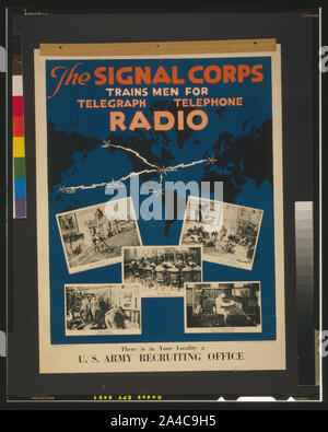 Das Signal Corps Züge Männer für Telegraph, Telefon, Radio Stockfoto