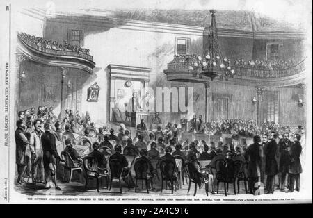 Die südliche Konföderation - Senat Kammer in der Capitol in Montgomery, Alabama, während offene Sitzung - Hon. Howell Cobb Vorsitzende Stockfoto