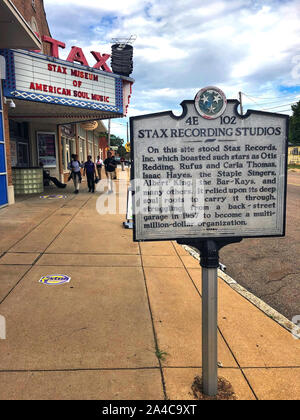 Memphis, TN, USA - 24. September 2019: Das stax Museum der amerikanischen Seele Musik, auf der Website der Stax Recording Studio, wurde im Jahr 2003 eröffnet und Fea gebaut Stockfoto