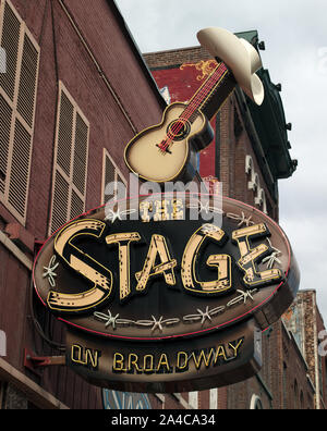 Die Bühne am Broadway, Nashville, Tennessee Stockfoto