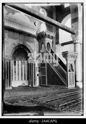 In den Tempel. Jerusalem. Die Moschee el Aksa [d. h., al-Aqsa]. (Innenraum, die Zeder Kanzel). Stockfoto