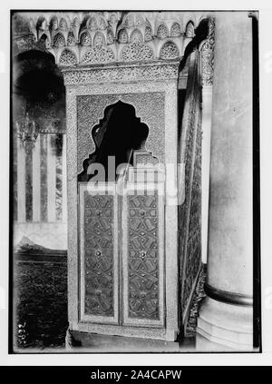 In den Tempel. Moschee el Aksa [d. h., al-Aqsa], Int [erior]. Details der Kanzel. Schnitt Vorderansicht. Stockfoto