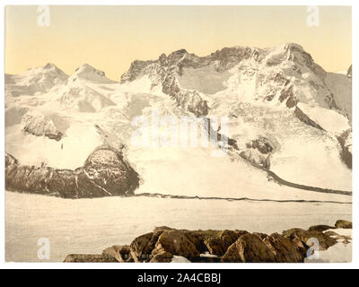 Die Zwillinge (Castor und Pollux), das Breithorn, etc., Wallis, Alpen, Schweiz Stockfoto