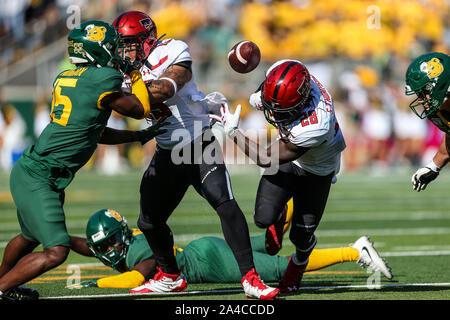 Waco, Texas, USA. 12 Okt, 2019. Texas Tech-roten Räuber zurück laufen SaRodorick Thompson (28.), die in Aktion während des Spiels zwischen der Texas Tech-roten Räuber und der Baylor Bären am McLane Stadion in Waco, Texas. Credit: Dan Wozniak/ZUMA Draht/Alamy leben Nachrichten Stockfoto