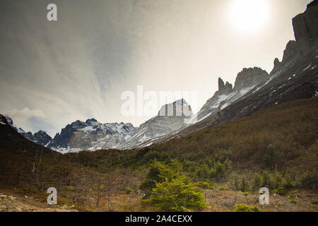 Paine Grande Winter im Torres del Paine Nationalpark, Patagonien Chile Stockfoto