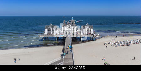 Panorama der Seebrucke Seebrücke in Sellin auf Rügen, Deutschland Stockfoto