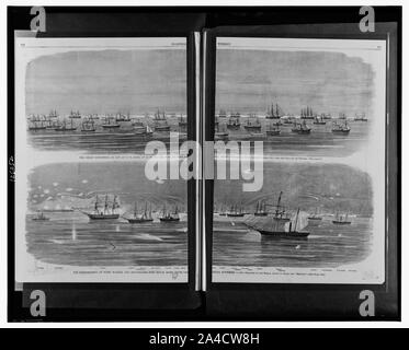 Die große Expedition, [...] Auf dem Weg nach Port Royal Einlass/am Mittag am 31. Oktober 1861 skizziert, vom Deck des Dampfers Matanzas. Die Bombardierung von Festungen Walker und Beauregard, Port Royal, South Carolina, 7. November 1861/skizziert, die von unseren speziellen Künstler an Bord der Mercury. Stockfoto