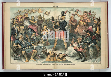 Den Olymp der Korruption - Apollo Streiks die Leier und Charme die Götter/Gillam. Stockfoto