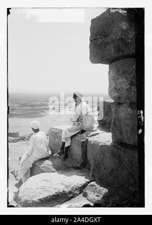 Die Pyramiden von Gizeh. Das Niltal von der Großen Pyramide Stockfoto