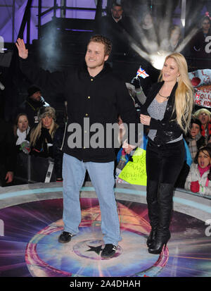 Foto muss Gutgeschrieben © Jeff Spicer/Alpha Presse 076828 25/01/13 Spencer Pratt und Heidi Montag werden während der Celebrity Big Brother Finale bei den Big Brother Haus vertrieben bei Elstree Studios in Borehamwood Stockfoto