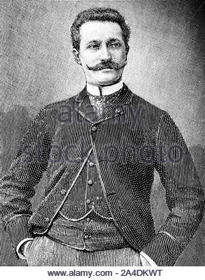 Jean-Baptiste Édouard Detaille Porträt, 1848 - 1912, war ein französischer Maler und Künstler, Jahrgang Illustration aus dem Jahr 1895. Hier im Alter von 40. Stockfoto