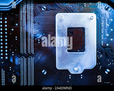 Das Motherboard. Platine. Electronic computer hardware Technologie. Motherboard digital Chip. Tech Wissenschaft Hintergrund. Integrierte Kommunikation Stockfoto