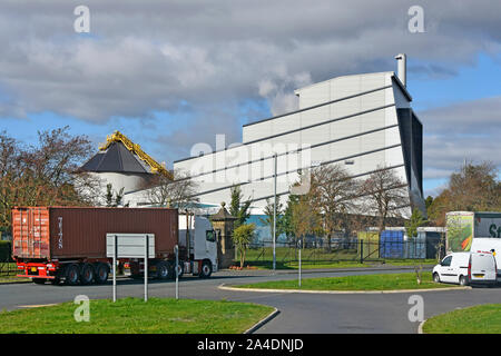 Veolia Energie aus Biomasse ungewöhnliche Power Station Aufbau einer Biomasse befeuerte Kraft-Wärme-Kopplung KWK brennenden Ende des Lebens Altholz Chilton County Durham, England Großbritannien Stockfoto