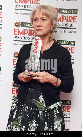 Foto muss Gutgeschrieben © Kate Grün/Alpha Presse 077037 24/03/2013 Helen Mirren Jameson Empire Film Awards 2013 Grosvenor Hotel London Stockfoto