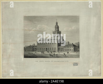 Der Staat - in Philadelphia 1776/gestochen von J. Serz. Stockfoto