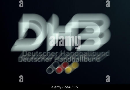 Hannover, Deutschland. 14 Okt, 2019. "Längerer Verschlusszeit" - Das Logo 'Deutscher Handballbund" während einer Pk aufgezeichnet. Credit: Peter Steffen/dpa/Alamy leben Nachrichten Stockfoto