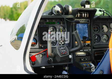 Blick auf das Dashboard Light Sport Aircraft Stockfoto