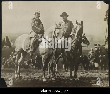 Theodore Roosevelt Reiten auf dem Pferd mit Kaiser Wilhelm II. Stockfoto