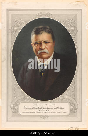 Theodore Roosevelt, Sekretär der Marine, Rough Rider, Landeshauptmann und Präsident, 1858-1919/lithographierte von Forbes Litho. Mfg. Co., Boston. Stockfoto