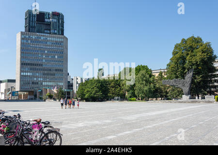 Blick auf den Platz, Platz der Republik (Trg Republike), Ljubljana, Slowenien Stockfoto