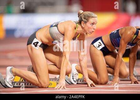 Cindy ROLEDER (Deutschland) Aktion, Start, Start Block Halbfinale 100m Hürden der Frauen, am 06.10.2019 Leichtathletik WM 2019 in Doha/Katar, vom 27.09. - 10.10.2019. | Verwendung weltweit Stockfoto