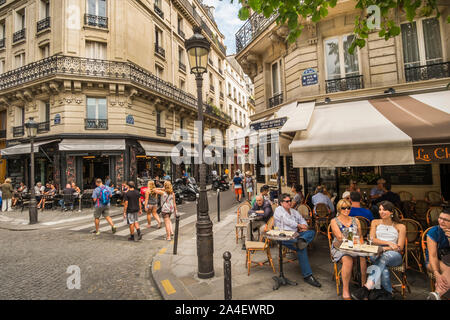 Street Scene Ile Saint Louis, an der Ecke der Rue Jean Du Bellay, rue Saint Louis-en l'Ile Stockfoto