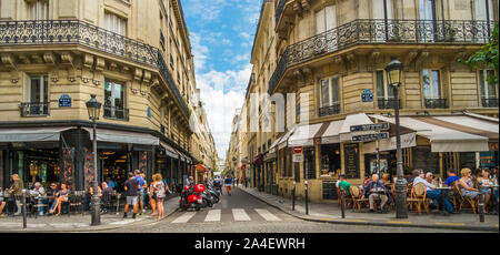 Street Scene Ile Saint Louis, an der Ecke der Rue Jean Du Bellay, rue Saint Louis-en l'Ile Stockfoto