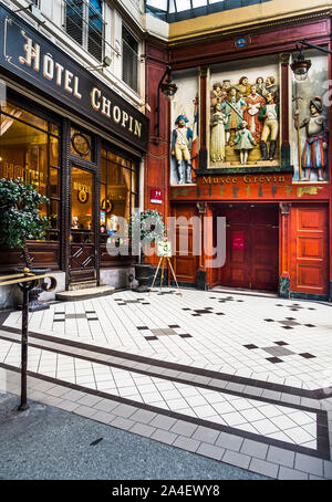Hotel Chopin, Musee Grevin Eingangsbereich, Passage Jouffroy Stockfoto