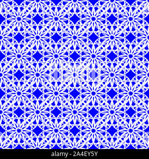 Nahtlose weiße Blumen Muster auf blauem Hintergrund Stockfoto