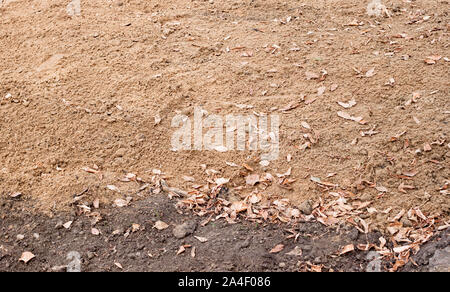 Der Boden vor der Pflanzung Wintergetreide im Herbst. Natürliche Hintergrund anzeigen. Selektive Weichzeichner. Geringe Tiefenschärfe. Text kopieren. Herbst Ernte Stockfoto