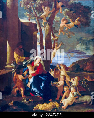 Nicolas Poussin, Die Heilige Familie mit der hl. Johannes der Täufer, Malerei, ca. 1627 Stockfoto