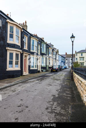 Reihe viktorianischer Reihenhäuser in Hartlepool, England, Großbritannien Stockfoto