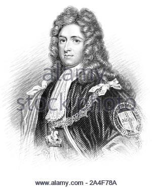 Charles Seymour Portrait, 6. Herzog von Somerset, 1662 - 1748, war ein britischer Peer, vintage Abbildung von 1850 Stockfoto