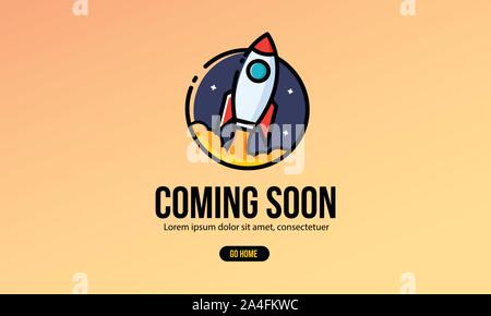 In Kürze Seite Interface Design mit Rakete Vector Illustration Stock Vektor