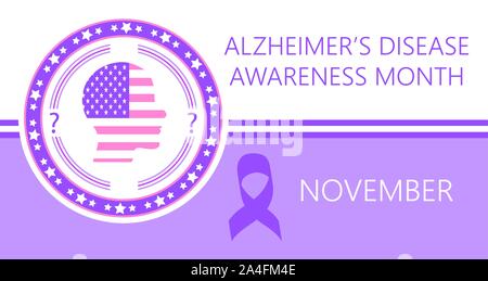 Alzheimer ßtsein Monat November in den USA organisiert ist. Stock Vektor