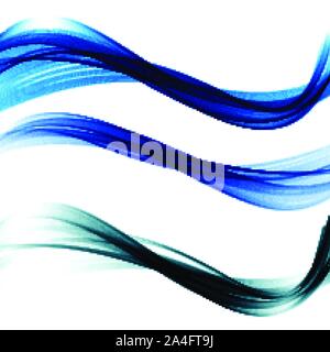 Abstrakt Blau abstrakte Wellen. Der Satz von drei transparente Wellen. Stock Vektor