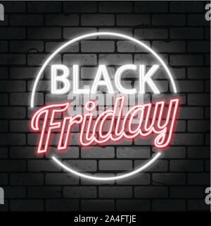 Schwarzer Freitag Verkauf Neon Schild Stock Vektor