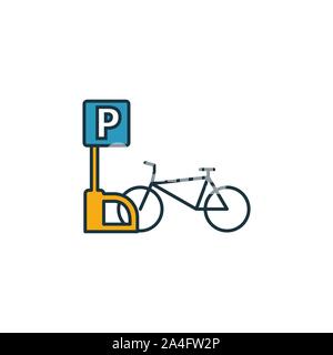 Fahrrad parken Übersicht Symbol. Dünne Design von Stadt Elemente icons Collection. Pixel Perfect Symbol der Fahrradabstellplätze Symbol. Web Design, Apps Stock Vektor