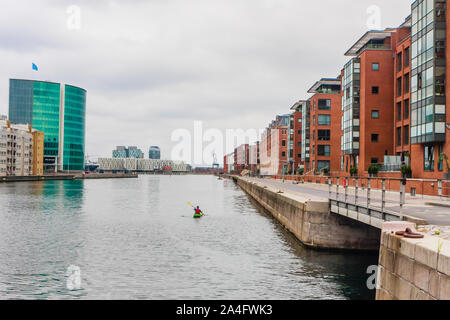 Wohnungen an Pakhuskaj. Alm. Marke. Langelinie Hafen von Kopenhagen. Kopenhagen. Dänemark. Europa Stockfoto